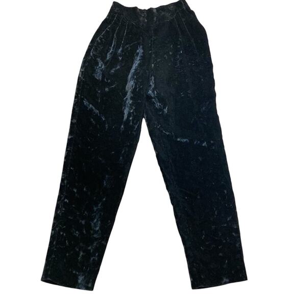 CHRISTIAN DIOR Y2K 80’s High Waisted Velvet Pants in Black - Size 8 - Picture 1 of 15